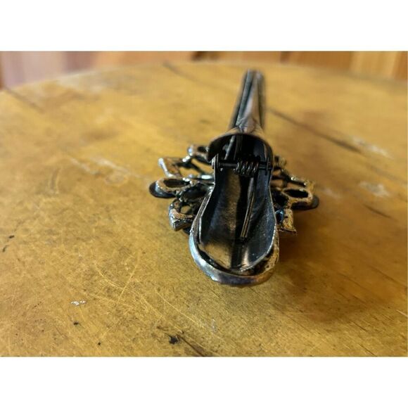 Large Vintage Rhinestone Studded Floral Alligator Hair Clip (8217) read - Picture 4 of 6